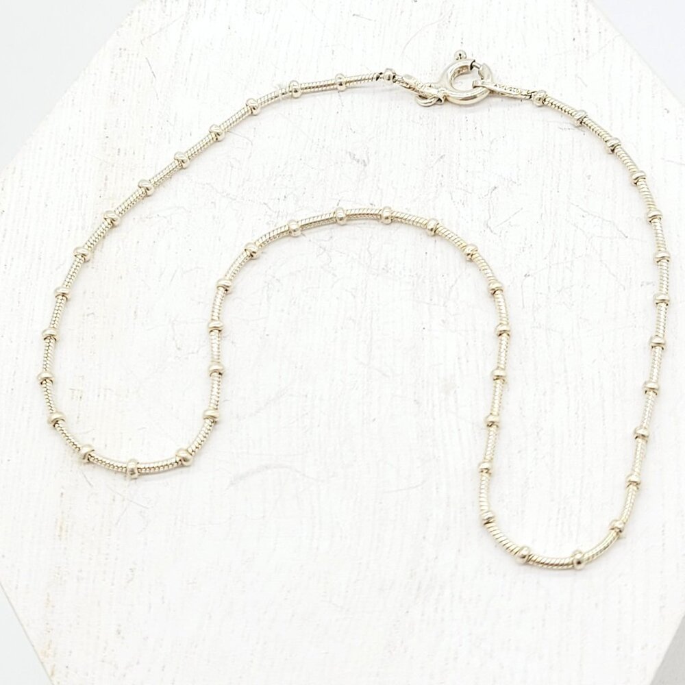 925 Italy 10" Sterling Silver Ball & Chain Anklet Everyday Wear Accessories